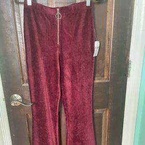 Burgundy Knit Flare Pants